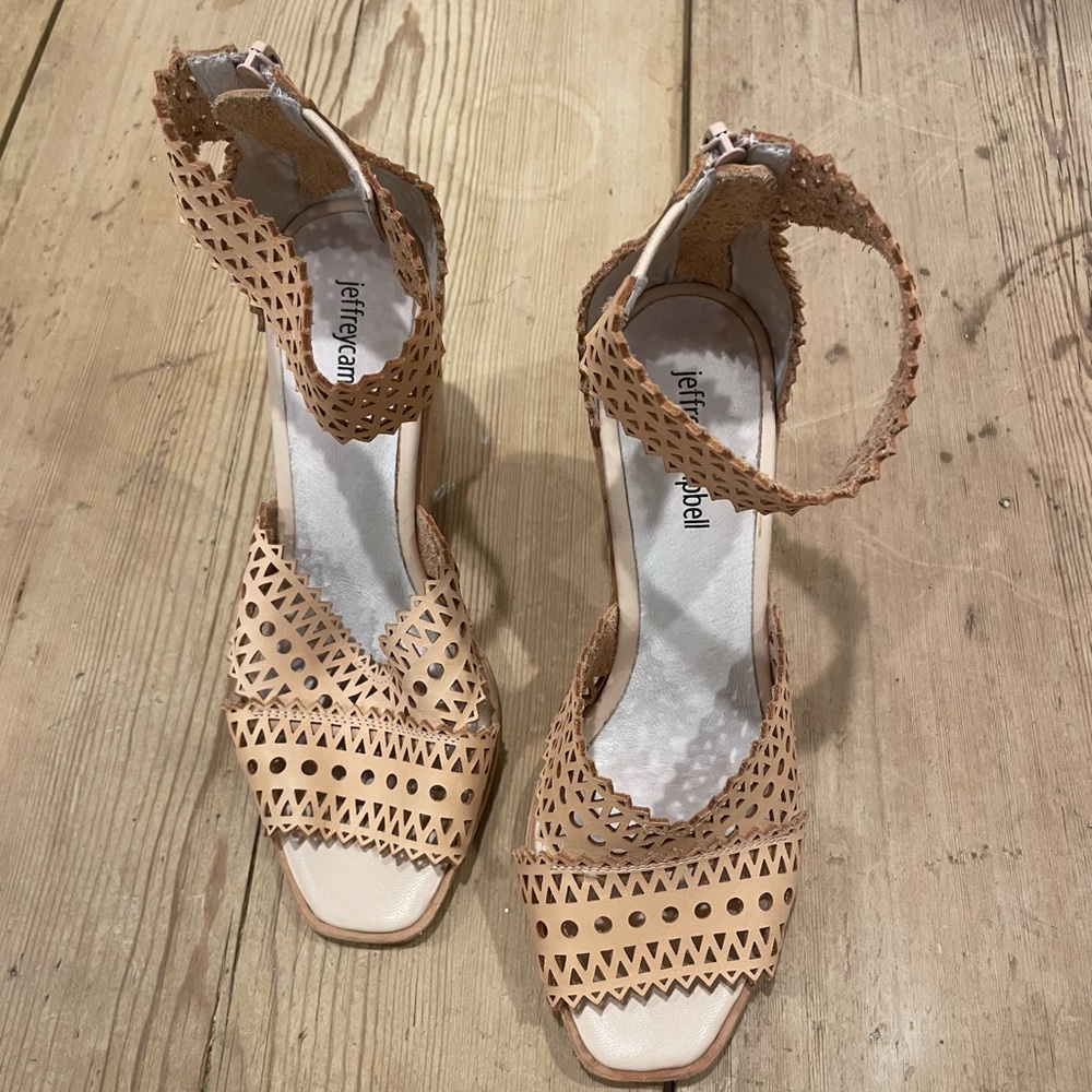 Jeffrey Campbell Beige wedge heels with cutouts size 9.5